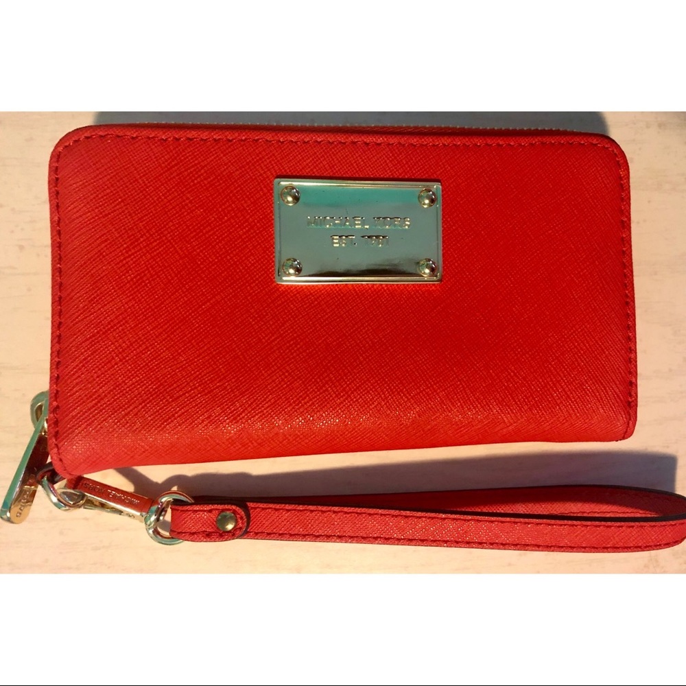 Michael Kors Red Orange Wristlet (Authentic)